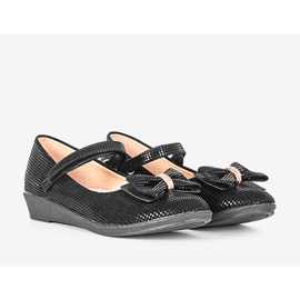 Schwarze Ballerinas für Kinder mit Tienne-Schleife 1