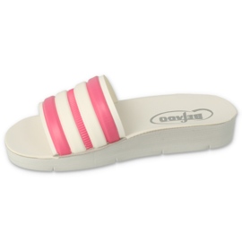 Befado Foam Children's Flip Flops 067Y002 Weiß mit rosa Streifen 1