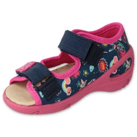 Befado Kinderschuhe VPE 065X172 marineblau rosa 2