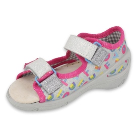 Befado Kinderschuhen Ledereinsatz 065P149 rosa grau 1