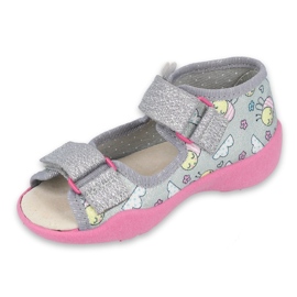 Befado gelbe Kinderschuhe 342P027 rosa grau 1