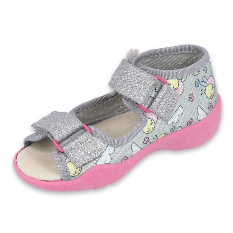 Befado gelbe Kinderschuhe 342P027 rosa grau 1