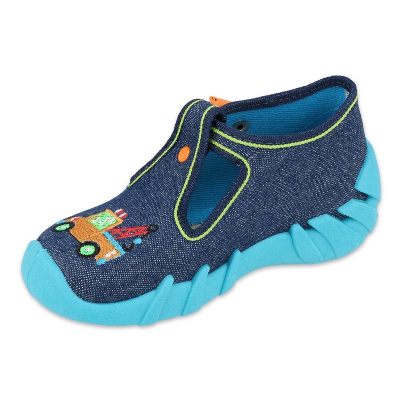 Befado Kinderschuhe 110P408 marineblau blau grün gelb 1