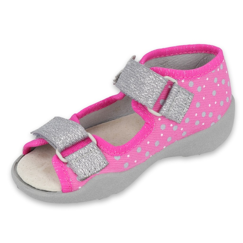 Befado gelbe Kinderschuhe 342P016 rosa silber- grau 1