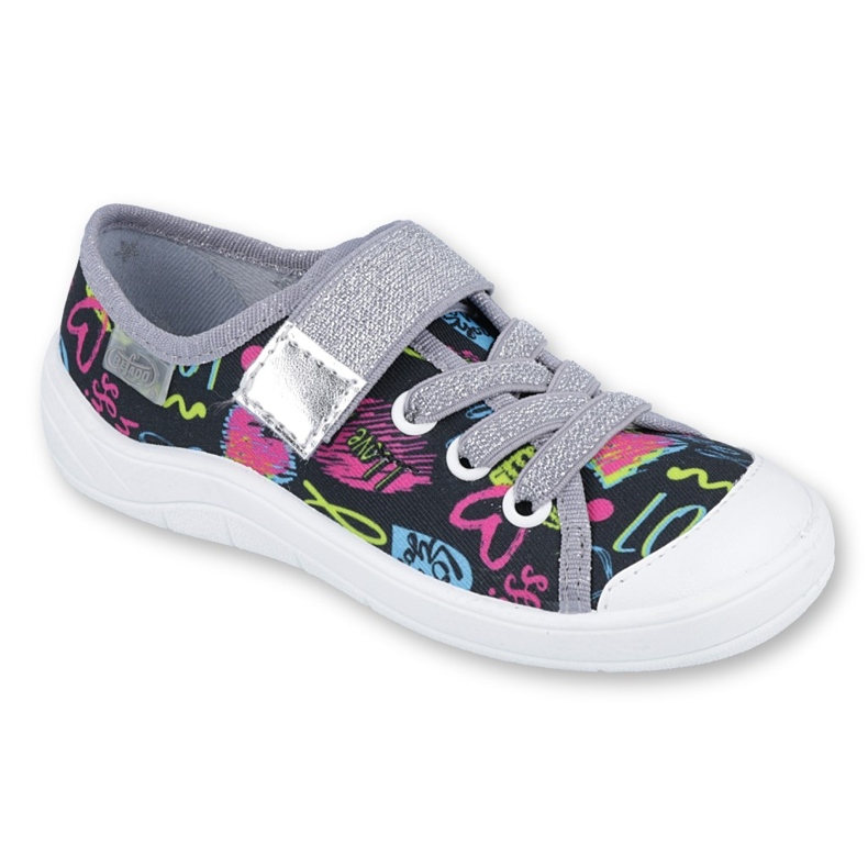 Befado Kinderschuhe 251Q137 schwarz rosa silber- grau 1