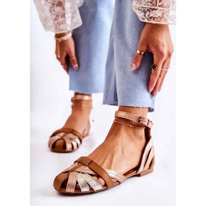 Leder Damen Sandalen Maciejka 01924-32 Gold-Braun 2