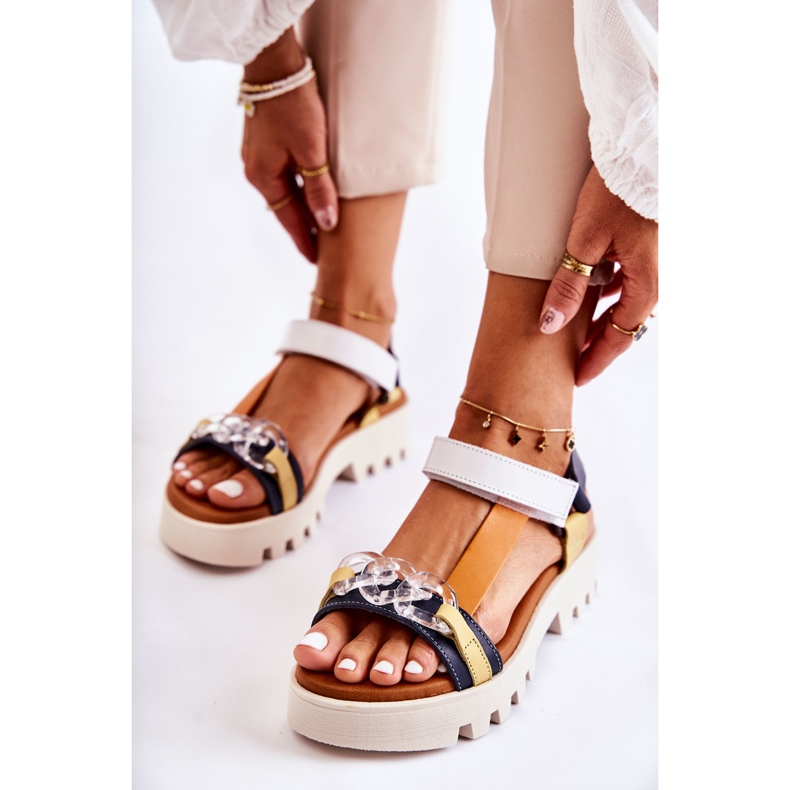 Ledersandalen mit Klettverschluss Maciejka L5009-02 Marineblau-Weiß navy blau 1