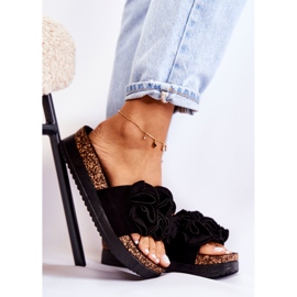 PS1 Damen-Slipper aus Wildleder mit schwarzem Nemis-Ornament 1