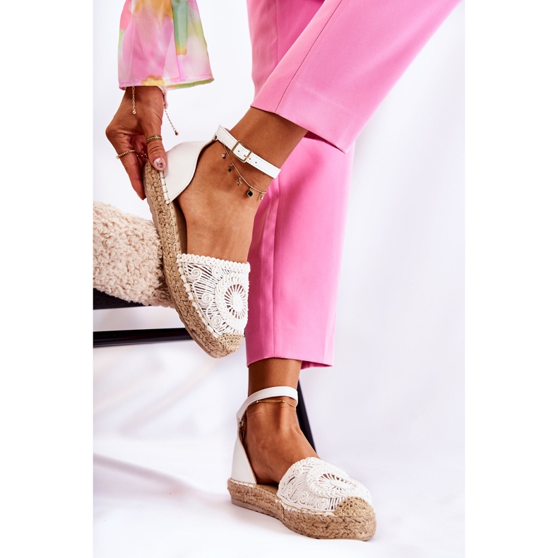 PS1 Damensandalen Durchbrochene Espadrilles Weiß Murillo 2