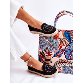 S.Barski Meredith Black Openwork Slip-on Damen Espadrilles schwarz 2