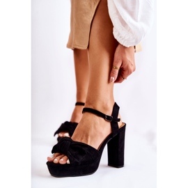 Damensandalen aus Wildleder mit Schleife Schwarz Reina 1