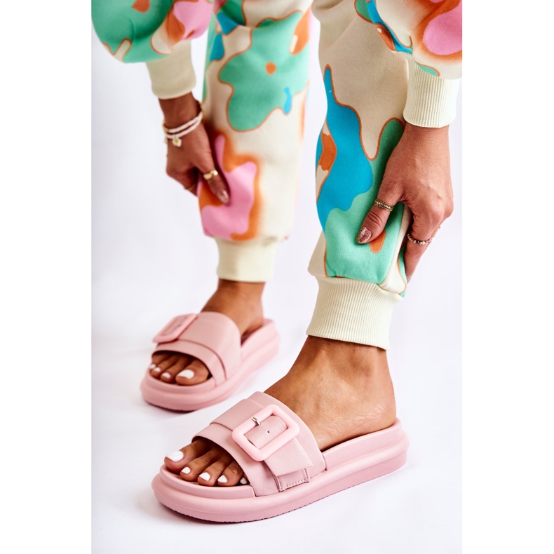 Damenhausschuhe mit Schnalle Pink Devia rosa 2