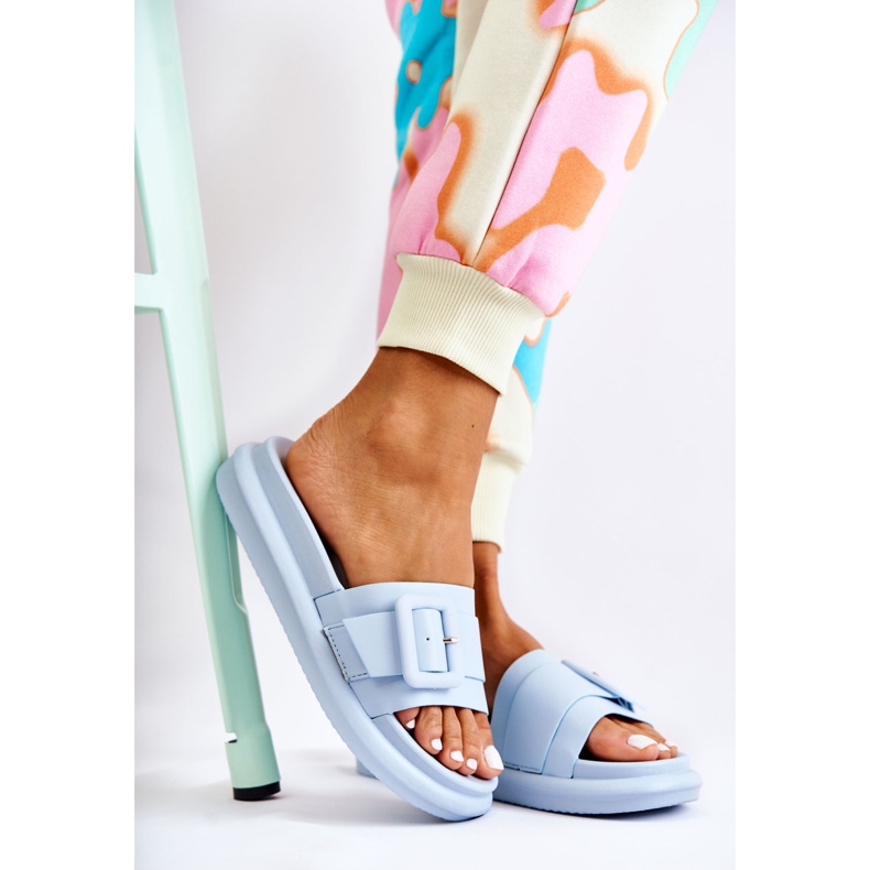 Damenhausschuhe mit Schnalle Blau Devia 2