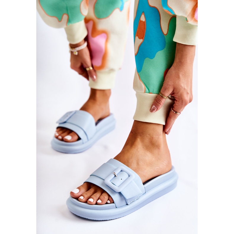 Damenhausschuhe mit Schnalle Blau Devia 1