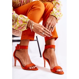 Damensandalen aus Wildleder mit Absatz Orange Marconi 2