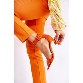 Damensandalen aus Wildleder mit Absatz Orange Marconi 1