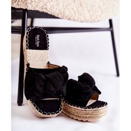 PG2 Damenhausschuhe mit Keilabsatz und Schleife Schwarz Tayla 1