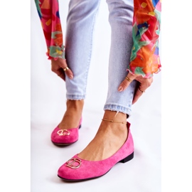 Damen-Wildleder-Ballerinas mit Nicole-Dekoration 2746 Fuchsia rosa 1