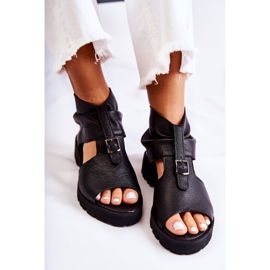 Damen-Sandalen aus Leder mit Reißverschluss Nicole 2748 Schwarz 1