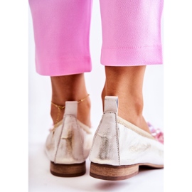 Damen-Ballerinas aus Leder mit Kristallen Nicole 2749 weiß 2