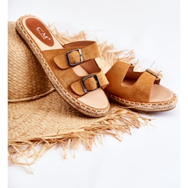 PG1 Klassische Wildleder Damenhausschuhe Camel Casilda braun 1