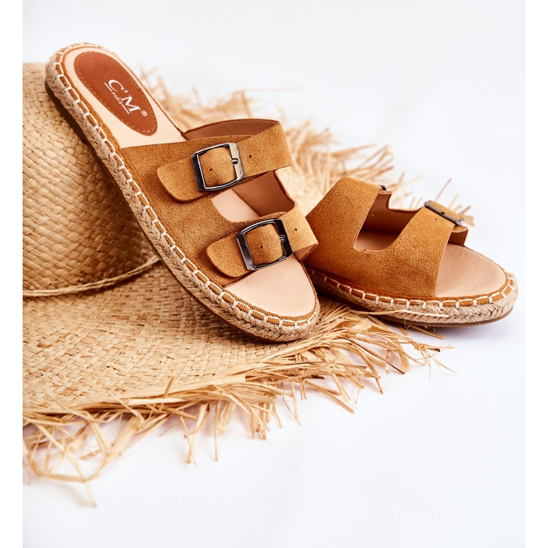 PG1 Klassische Wildleder Damenhausschuhe Camel Casilda braun 1