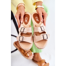 Klassische Wildleder Damenhausschuhe Beige Casilda 2