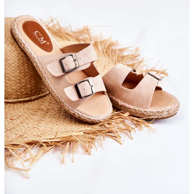 Klassische Wildleder Damenhausschuhe Beige Casilda 1