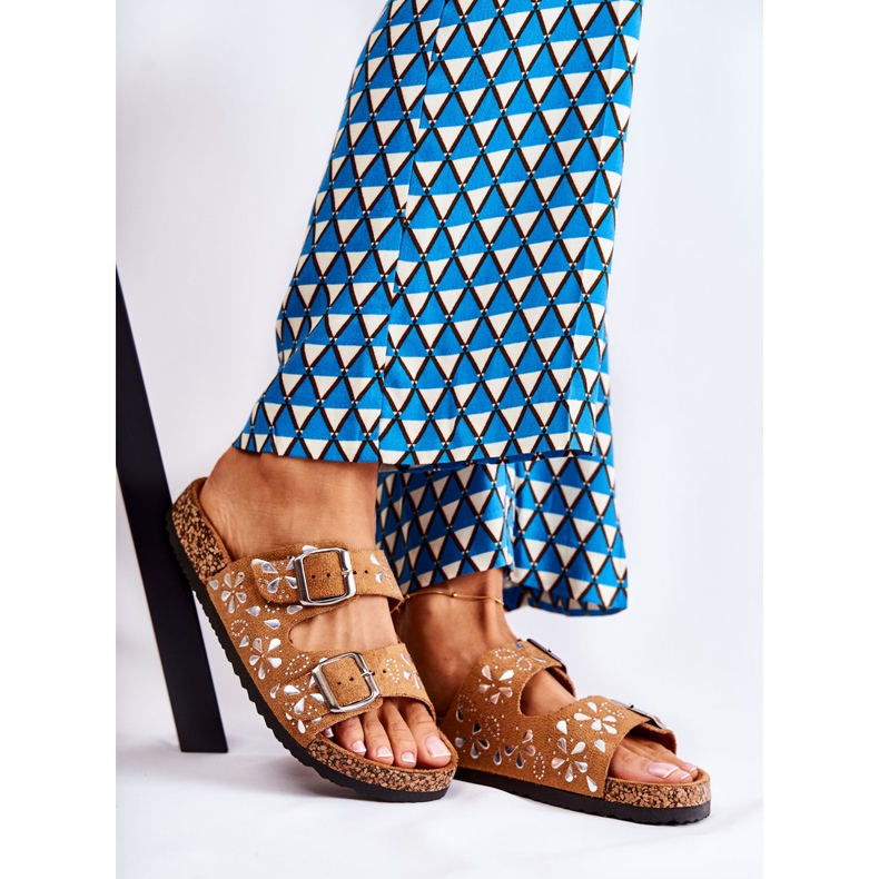 PG1 Braune Dalvio-Wildlederhausschuhe mit Strasssteinen 1