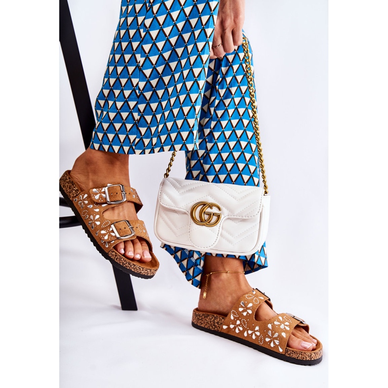 PG1 Braune Dalvio-Wildlederhausschuhe mit Strasssteinen 2