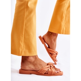 Modische Wildleder-Orange-Lorrie-Hausschuhe für Damen 2