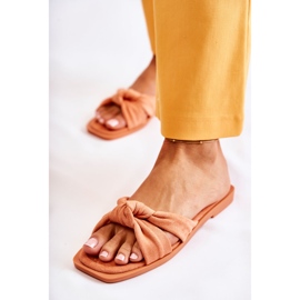 Modische Wildleder-Orange-Lorrie-Hausschuhe für Damen 1
