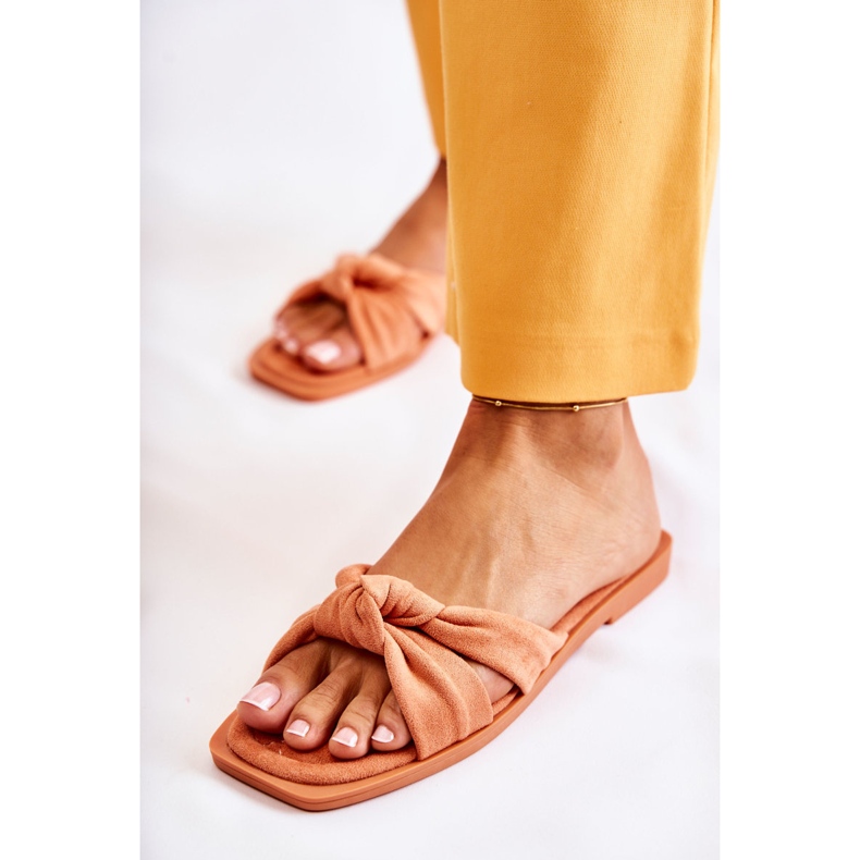 Modische Wildleder-Orange-Lorrie-Hausschuhe für Damen 1