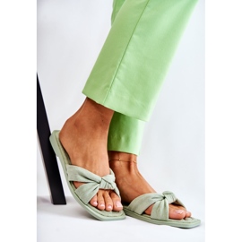 Modische Wildleder-Grün-Lorrie-Hausschuhe für Damen 1