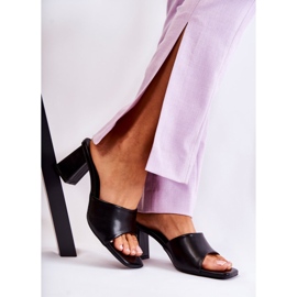 PG1 Klassische Lederpantoffeln auf Absatz Schwarz Talena 1