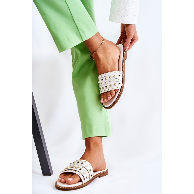 S.Barski Lederhausschuhe für Damen mit weißer Brien-Dekoration 2