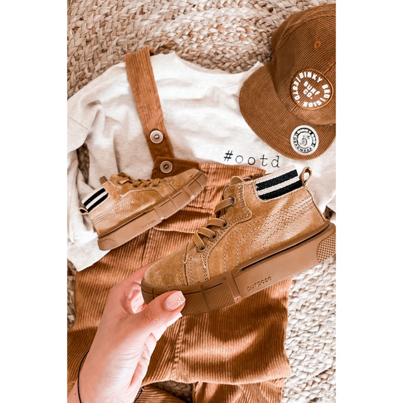 PA1 Hohe Kinder-Sneaker mit Camel Boone-Reißverschluss gelb kamel 1