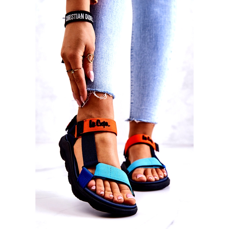 Sportliche Damensandale Lee Cooper LCW-22-34-0953L Mehrfarbig marineblau orange 1