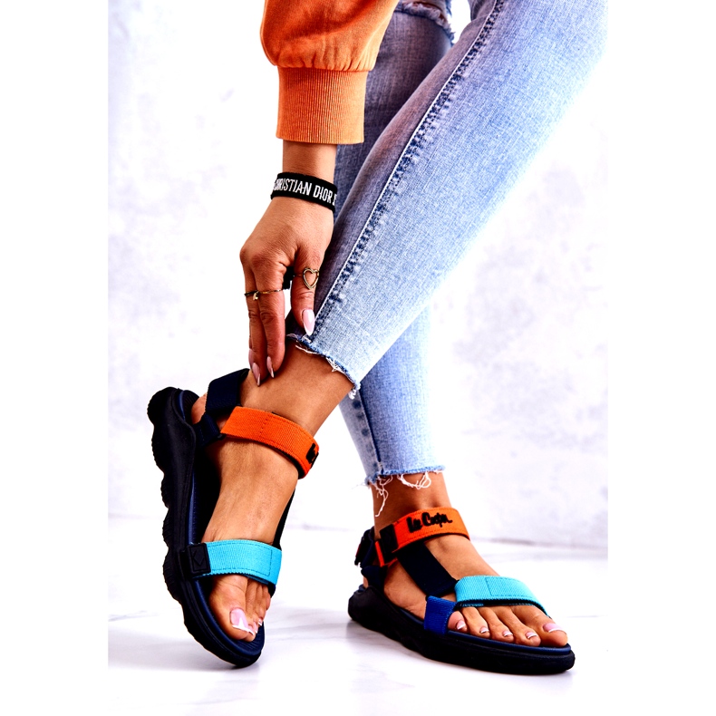 Sportliche Damensandale Lee Cooper LCW-22-34-0953L Mehrfarbig navy blau orange 2