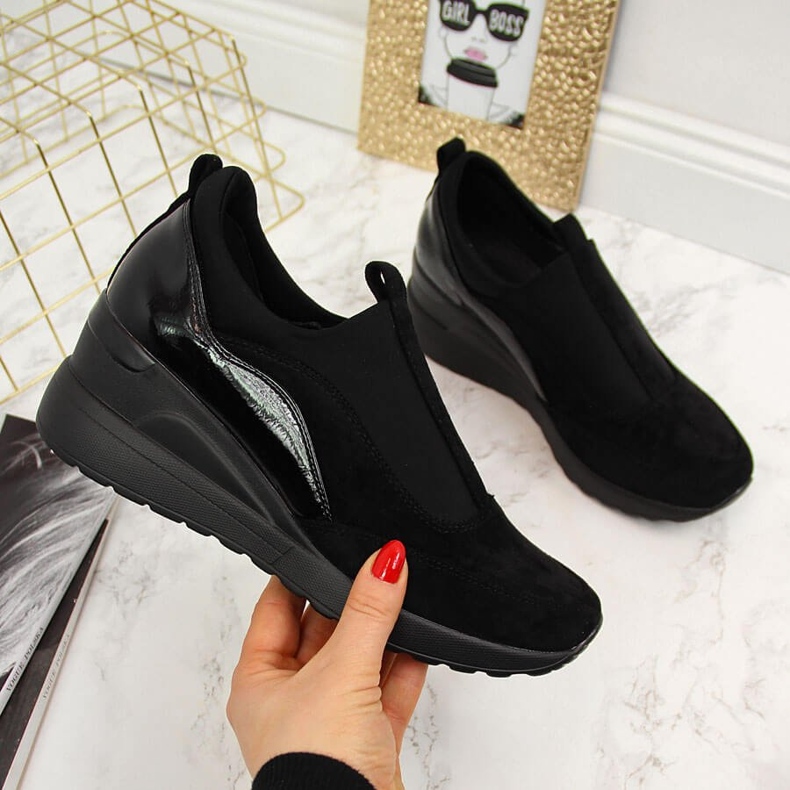 Schwarze Keilsneaker für Damen Vinceza 2