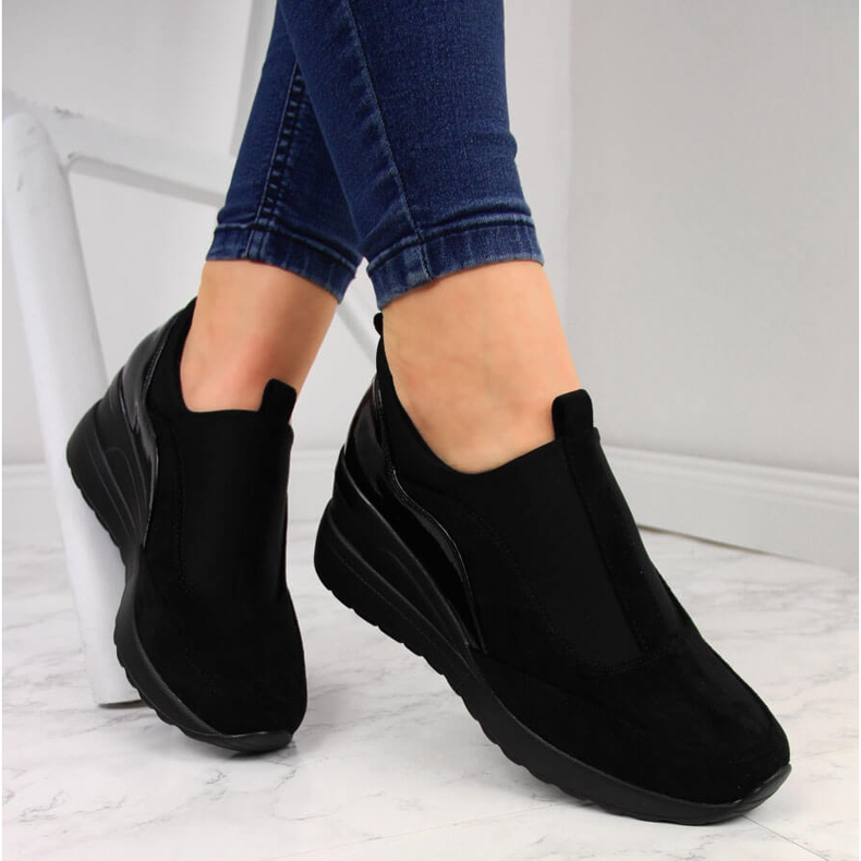 Schwarze Keilsneaker für Damen Vinceza 1