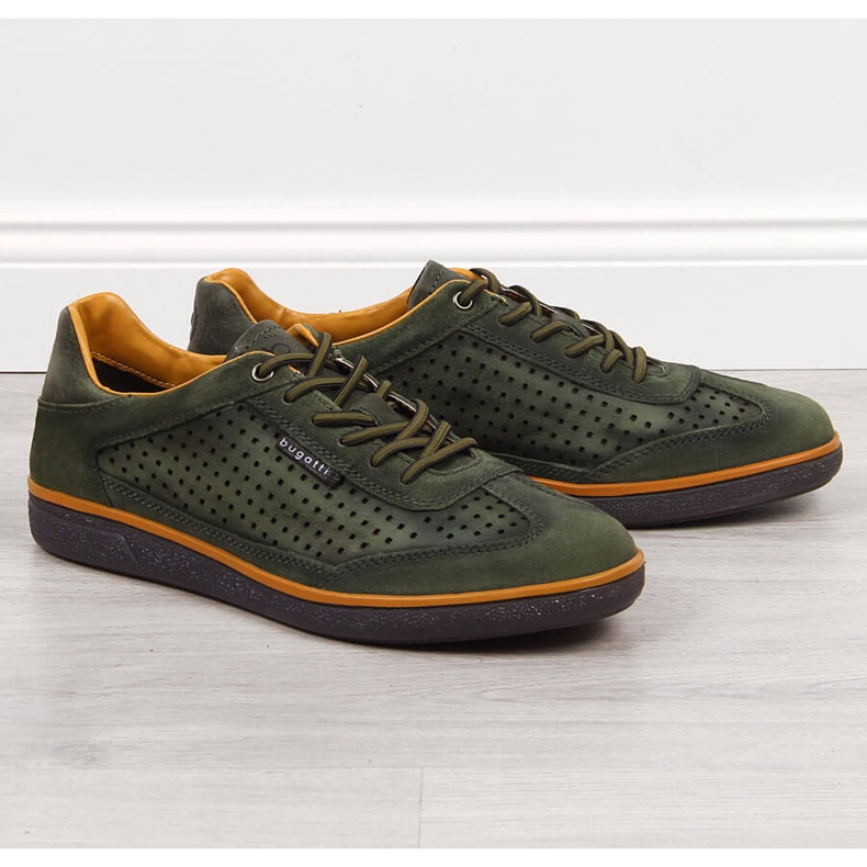 Grüne durchbrochene Lederschuhe für Herren Bugatti JJ153022 1