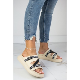 Beige Laura La.Fi Plateau-Hausschuhe 1