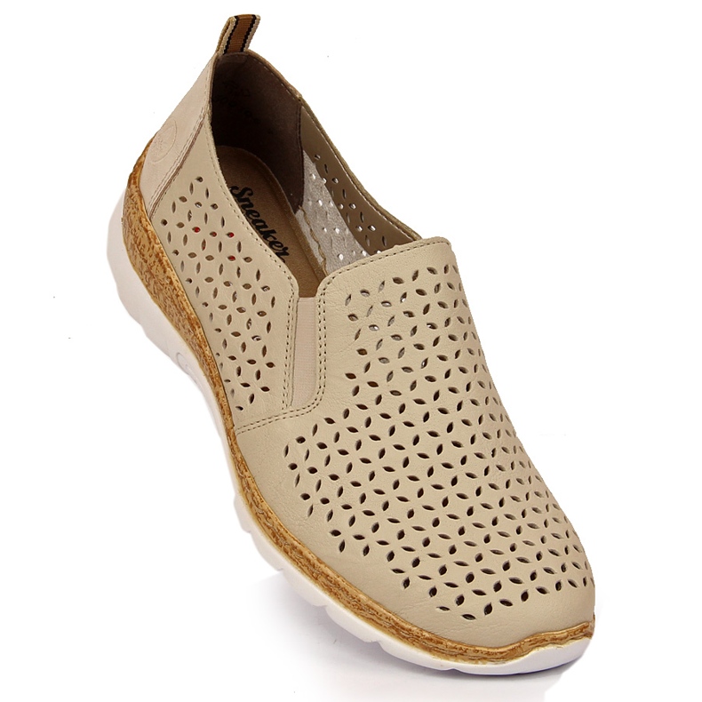 Damen beige durchbrochene Lederschuhe Rieker N4251-60 1