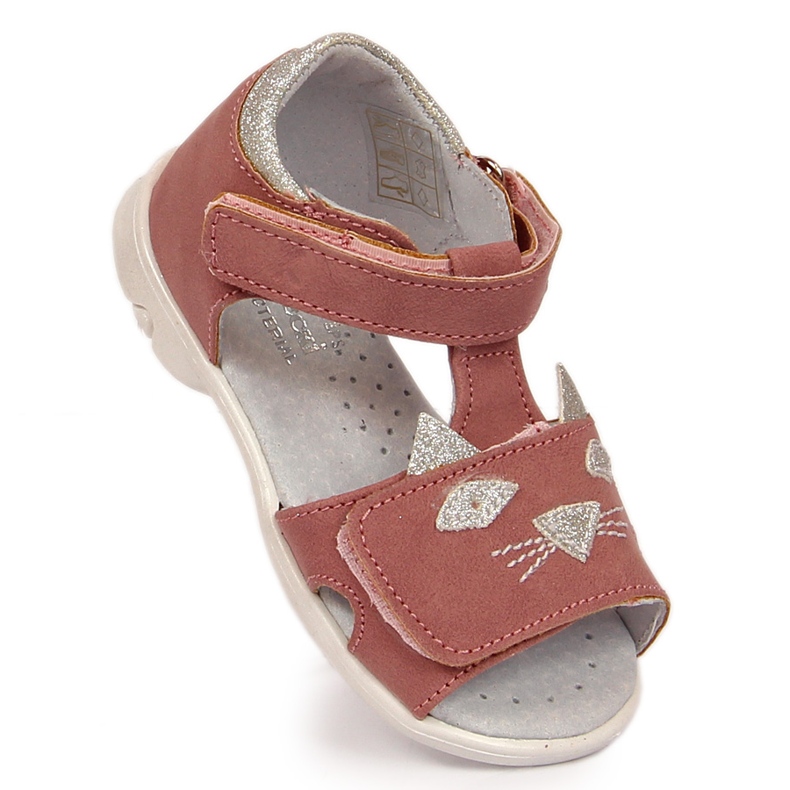 Mädchensandalen mit Klettverschluss rosa Katzen Kornecki 6305 1