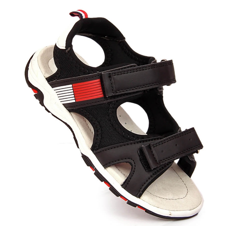 Schwarze American Club Jungensandale mit Klettverschluss 1