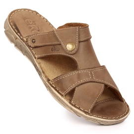 EKO-Hausschuhe für Herren aus braunem Leder beige 1