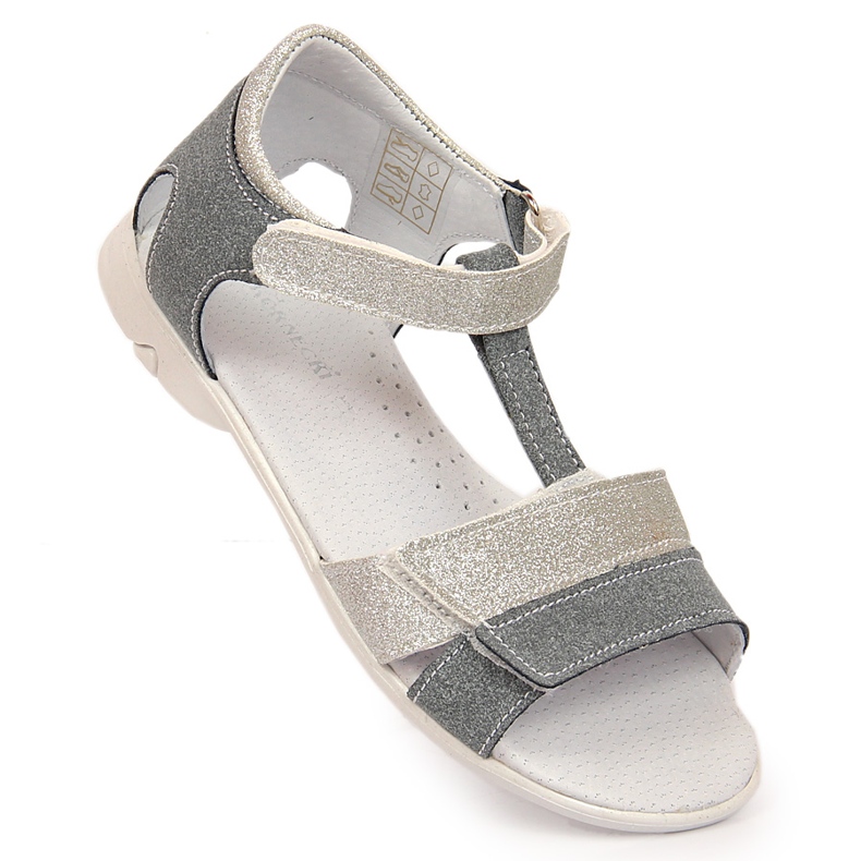 Mädchensandalen mit Klettverschluss Silber Kornecki 6323 grau 1