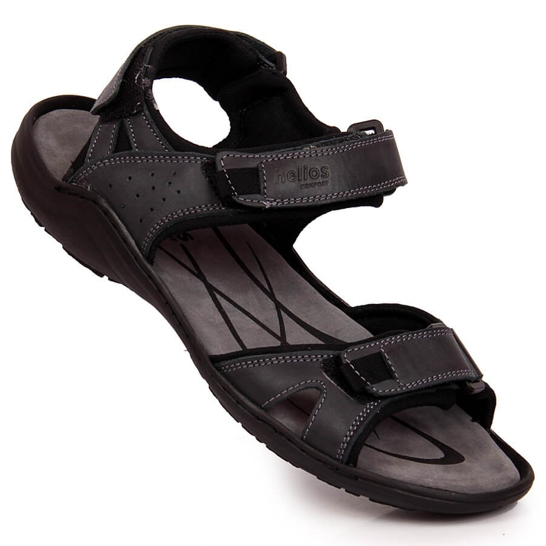 Herren Ledersandalen mit Klettverschluss Graphit Helios 854 mehrfarbig 1