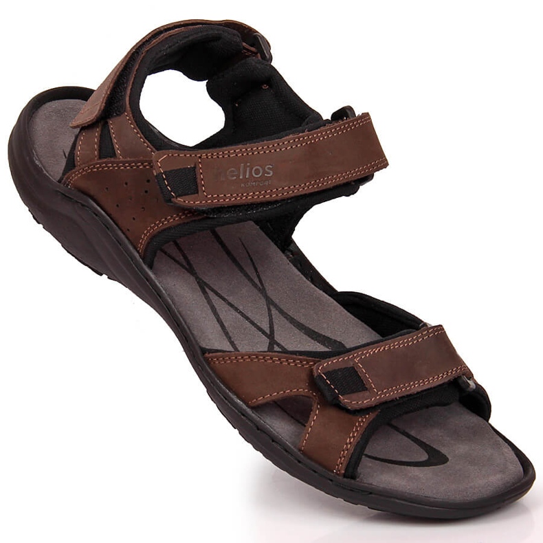 Herrensandalen aus Leder mit Klettverschluss braun Helios 854 1
